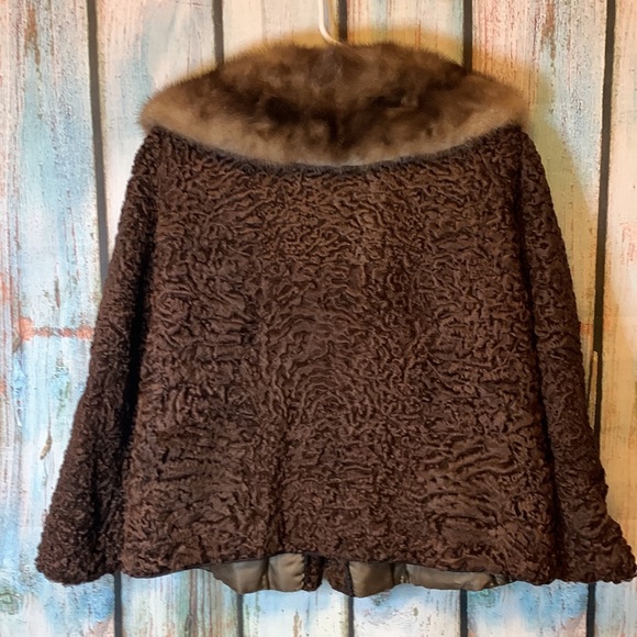 Vintage N.L. Kaplan Brown Persian Lambswool Coat with Mink Collar - Picture 7 of 8